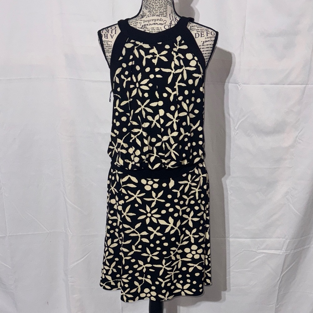 London Times Black and Cream Floral Mini Dress